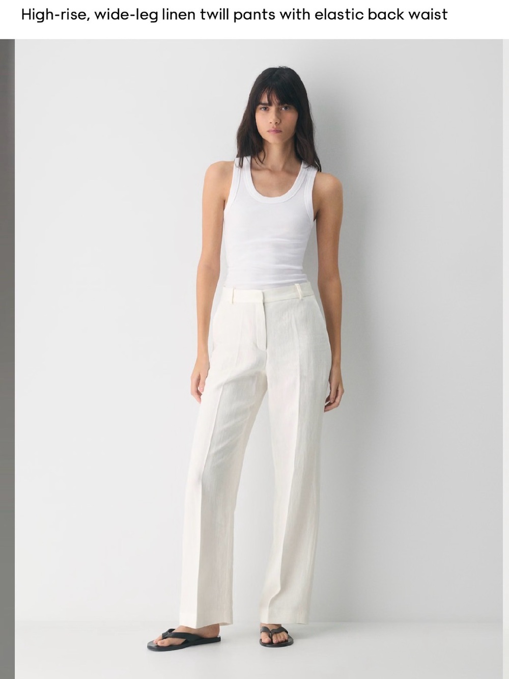 Babaton Agency Pant - Aritzia High-Rise Wide-Leg Linen Twill Pants - White